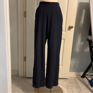 Athleta Women's Gramercy Track Side Zip Wide Leg Trousers Navy/Black Luxe 6